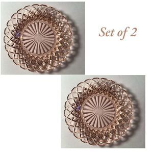 Vintage Pink Depression Glass Bread & Butter Plates Waffle Colonial 1930’s